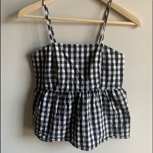 Gingham Peplum Tank Top